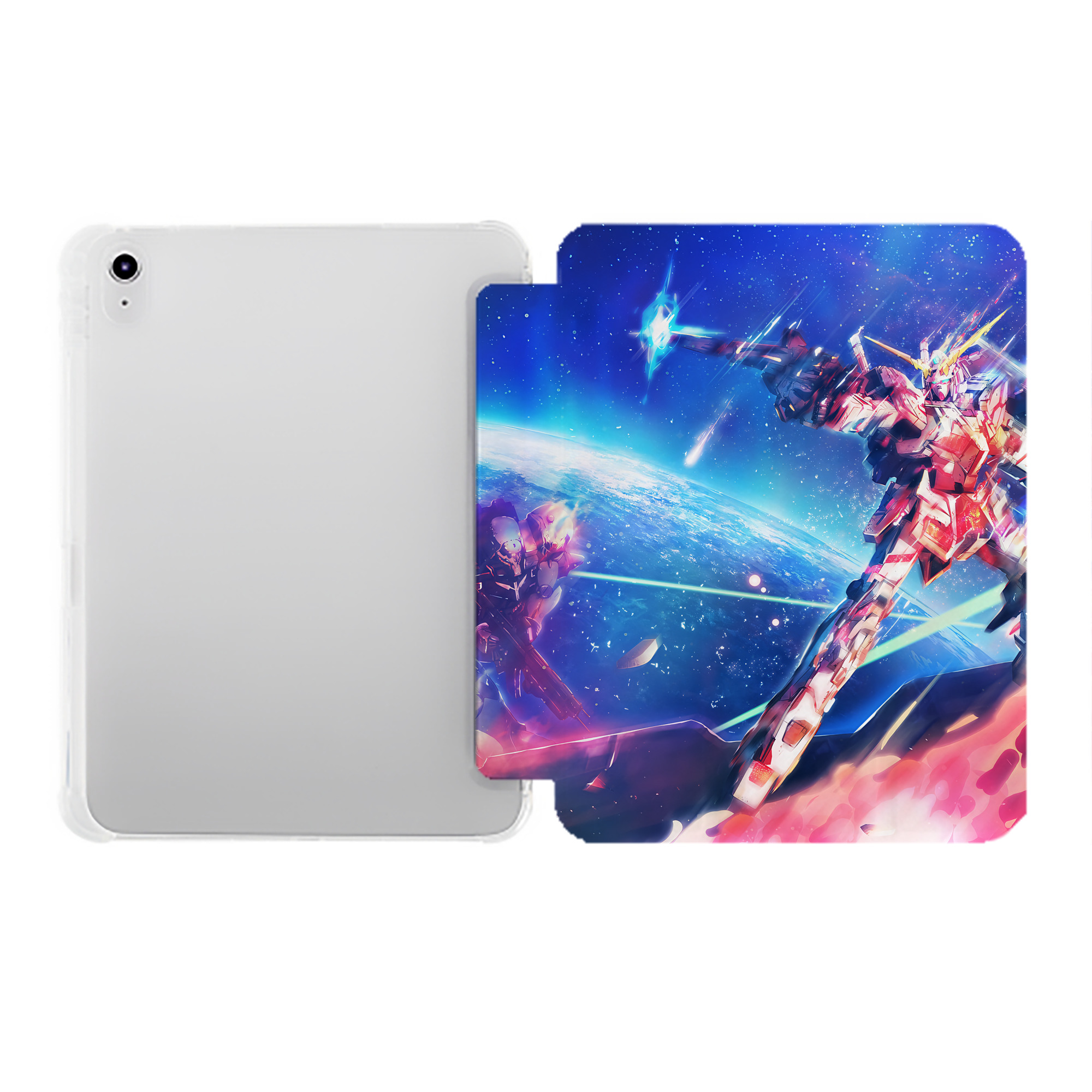 （画像用） 機動戦士ガンダム Mobile Suit Gundam IPad ケース ペン収納付き 三つ折りスタンド PUレザー×シリコン 対応機種9.5/10.5/10.9インチ